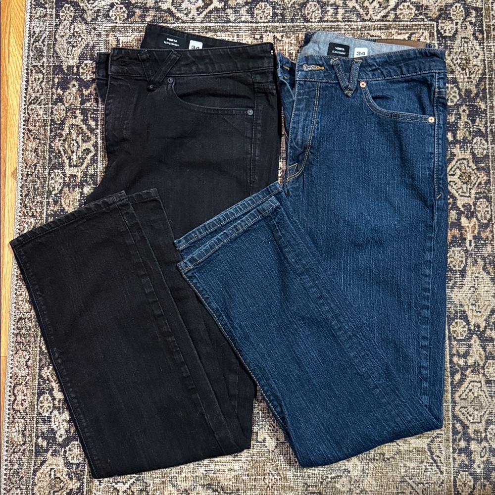 Volcom Vorta Slim Straight Jeans (2 pair X sz 34)
